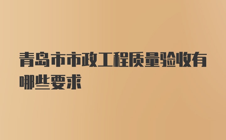 青岛市市政工程质量验收有哪些要求