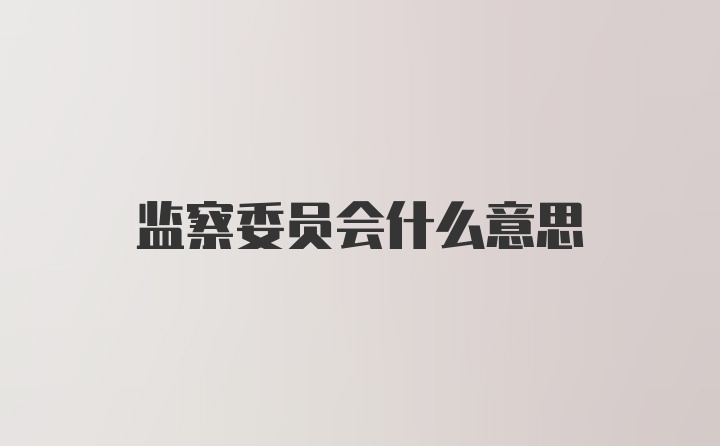 监察委员会什么意思