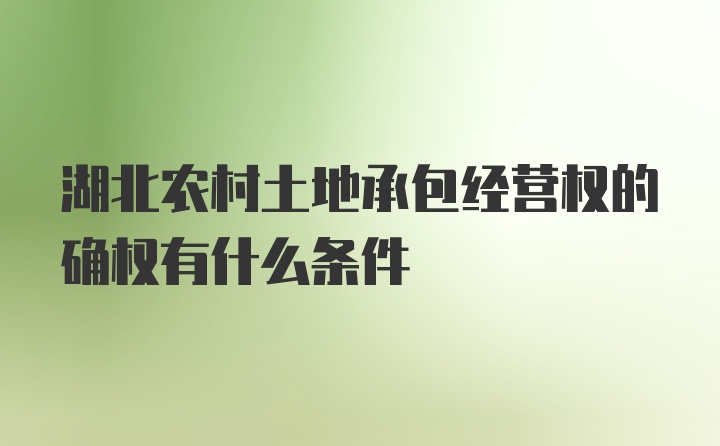 湖北农村土地承包经营权的确权有什么条件