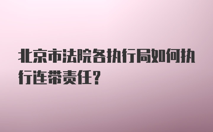 北京市法院各执行局如何执行连带责任？