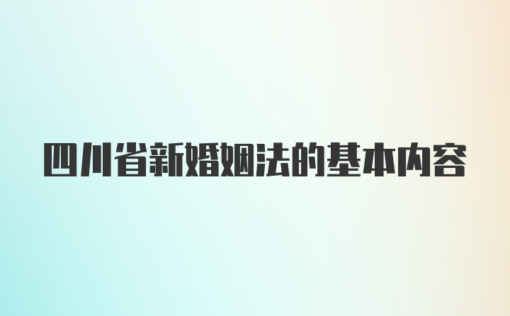 四川省新婚姻法的基本内容