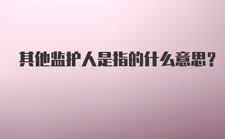 其他监护人是指的什么意思?