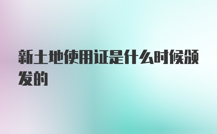 新土地使用证是什么时候颁发的