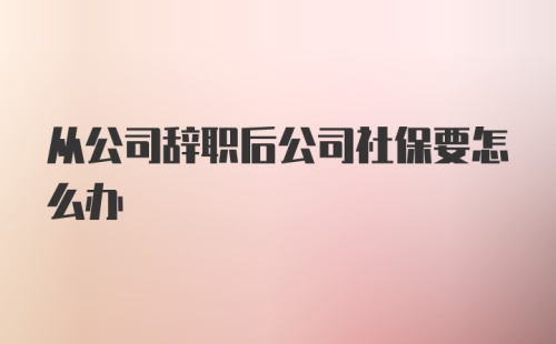 从公司辞职后公司社保要怎么办