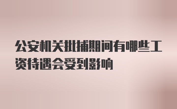 公安机关批捕期间有哪些工资待遇会受到影响