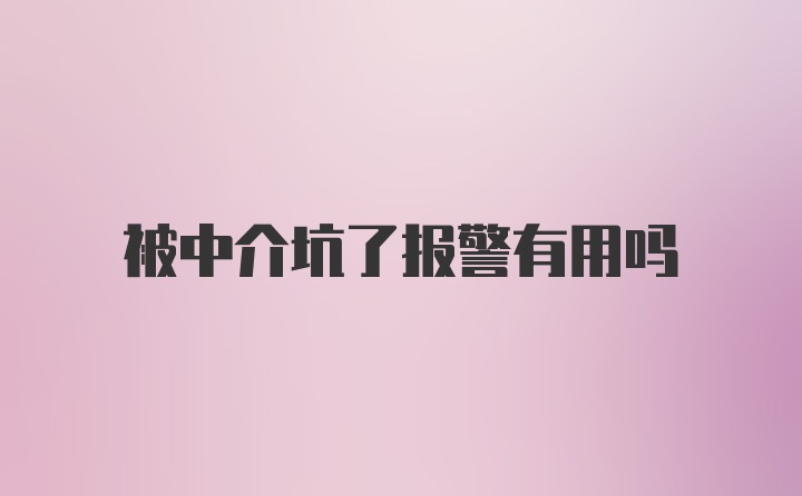 被中介坑了报警有用吗