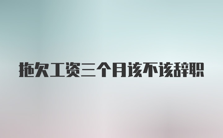拖欠工资三个月该不该辞职
