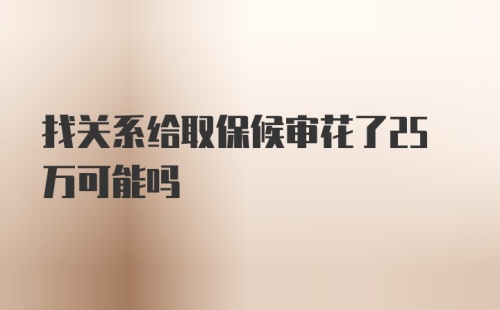 找关系给取保候审花了25万可能吗