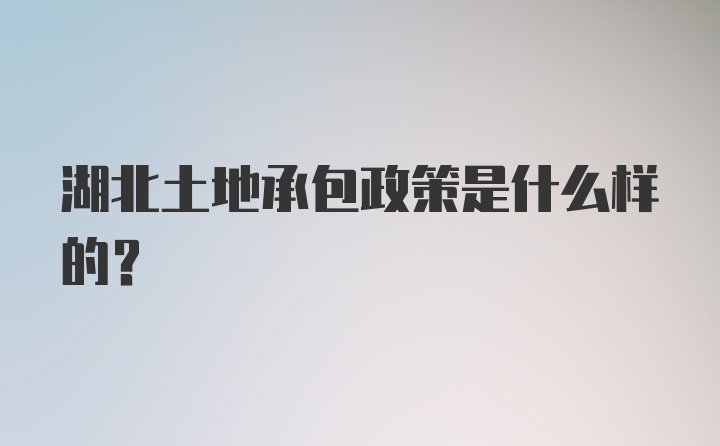 湖北土地承包政策是什么样的？