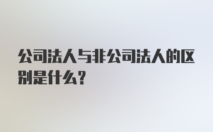 公司法人与非公司法人的区别是什么?