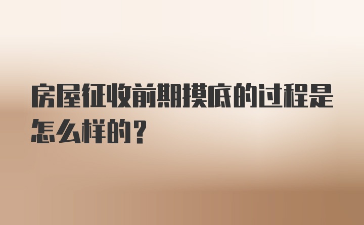 房屋征收前期摸底的过程是怎么样的？