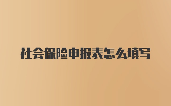 社会保险申报表怎么填写