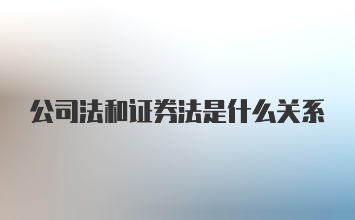 公司法和证券法是什么关系