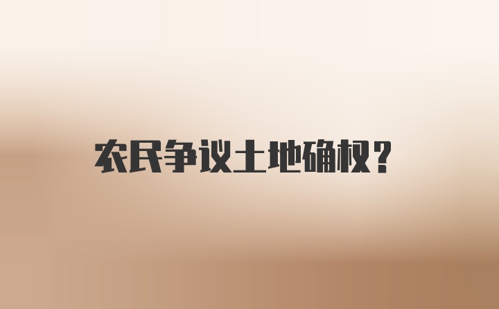 农民争议土地确权？