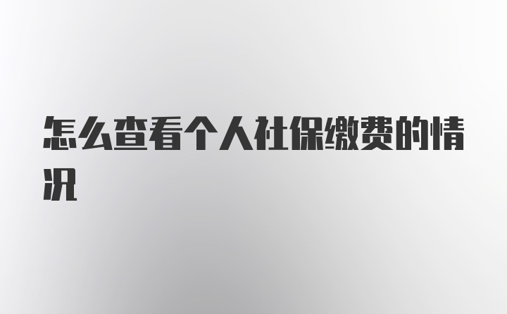 怎么查看个人社保缴费的情况