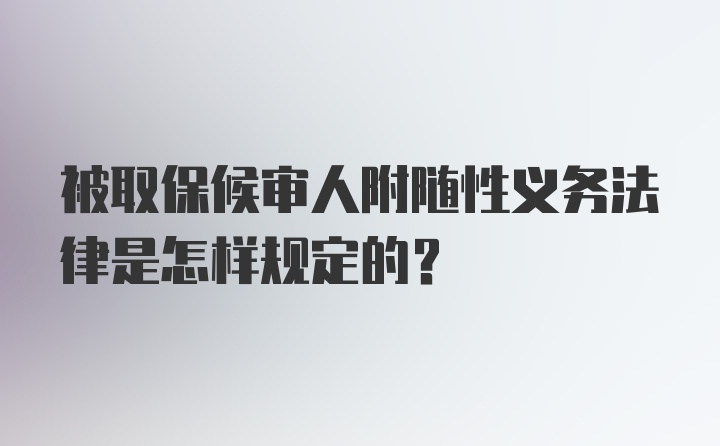 被取保候审人附随性义务法律是怎样规定的？