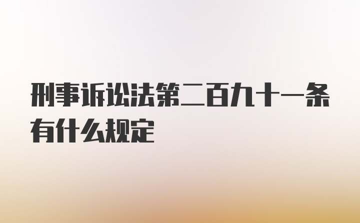 刑事诉讼法第二百九十一条有什么规定