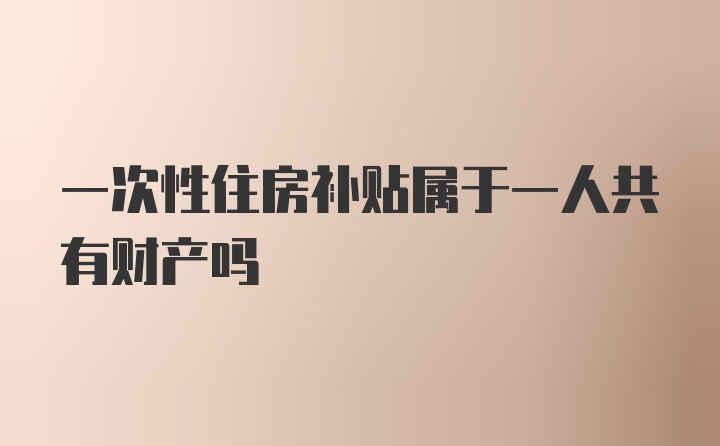 一次性住房补贴属于一人共有财产吗