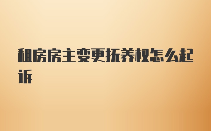 租房房主变更抚养权怎么起诉