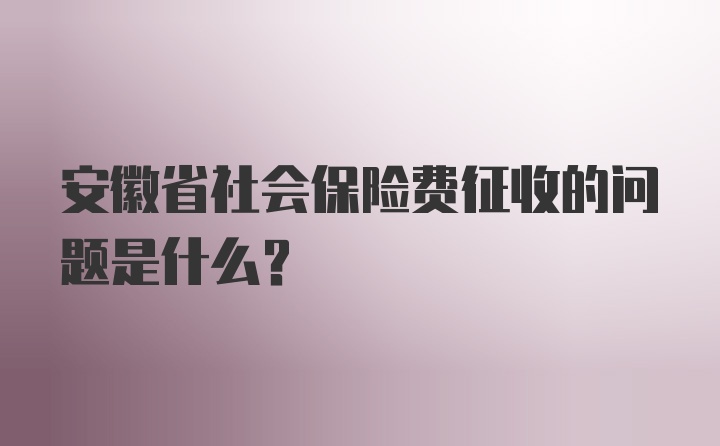 安徽省社会保险费征收的问题是什么？