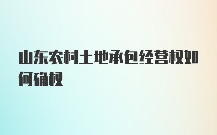 山东农村土地承包经营权如何确权