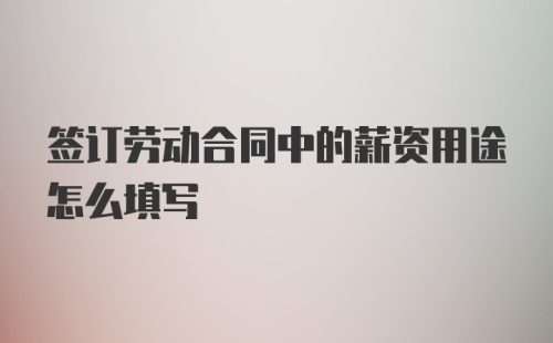 签订劳动合同中的薪资用途怎么填写