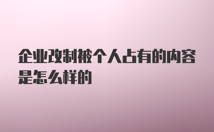 企业改制被个人占有的内容是怎么样的