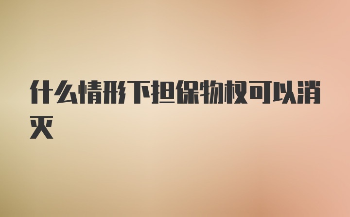 什么情形下担保物权可以消灭