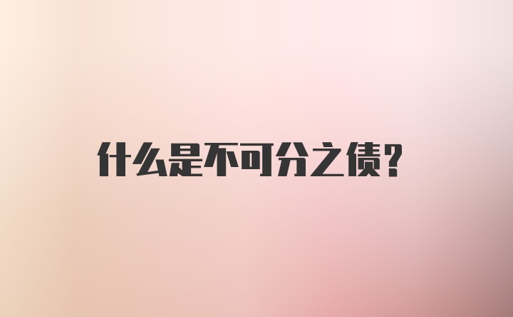 什么是不可分之债？