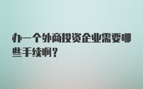 办一个外商投资企业需要哪些手续啊？