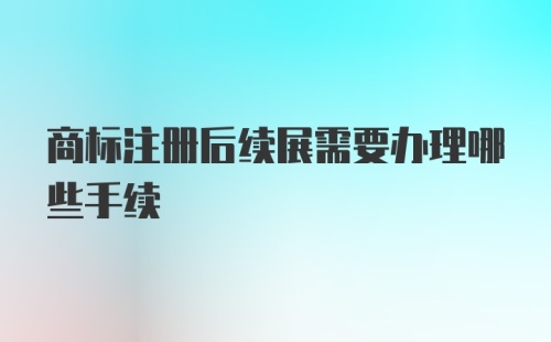 商标注册后续展需要办理哪些手续