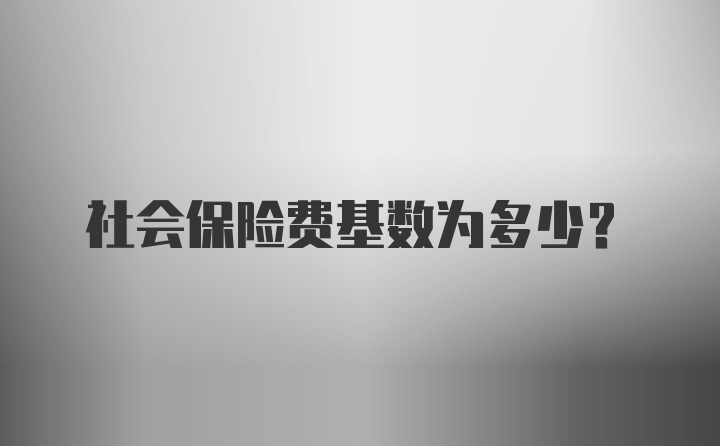 社会保险费基数为多少？