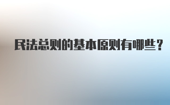 民法总则的基本原则有哪些？