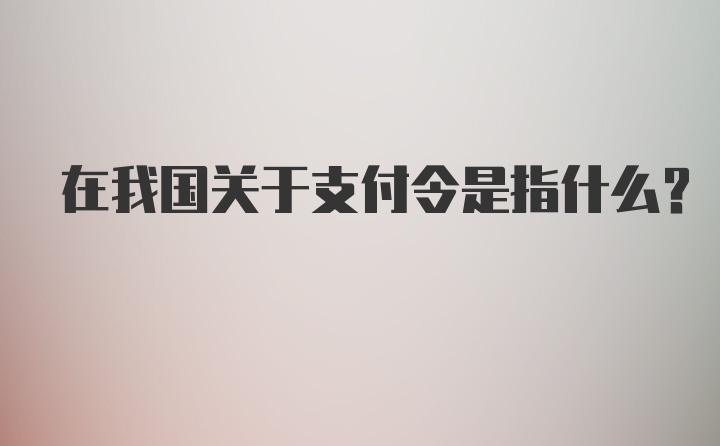 在我国关于支付令是指什么？