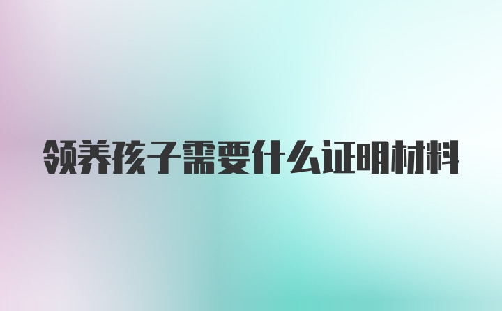 领养孩子需要什么证明材料