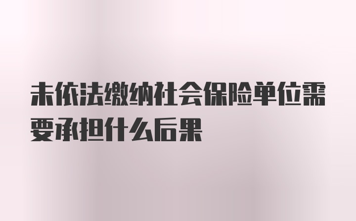 未依法缴纳社会保险单位需要承担什么后果