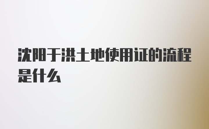 沈阳于洪土地使用证的流程是什么