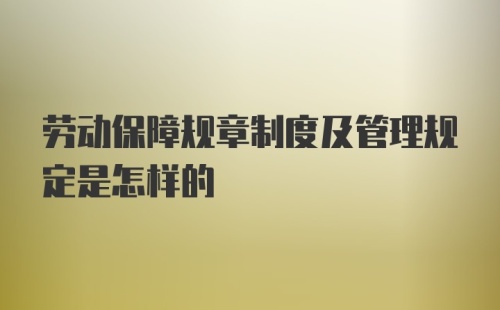 劳动保障规章制度及管理规定是怎样的