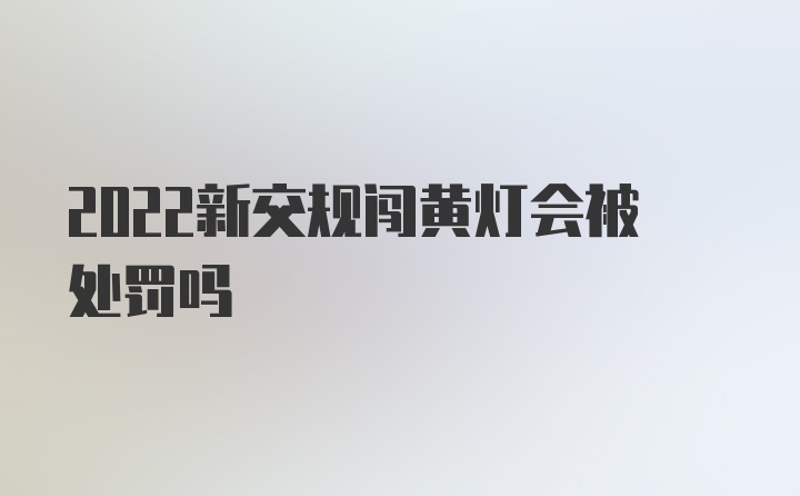 2022新交规闯黄灯会被处罚吗