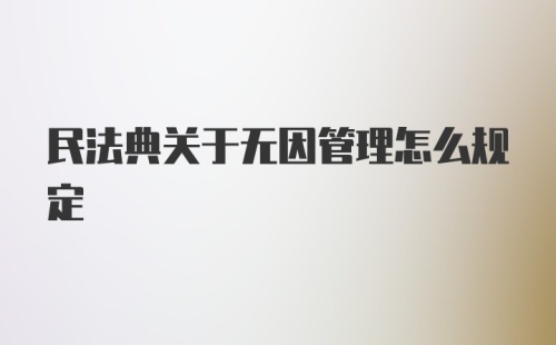 民法典关于无因管理怎么规定