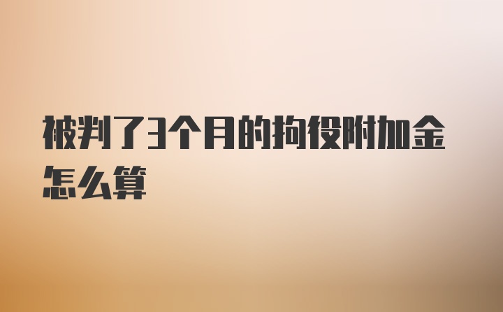 被判了3个月的拘役附加金怎么算