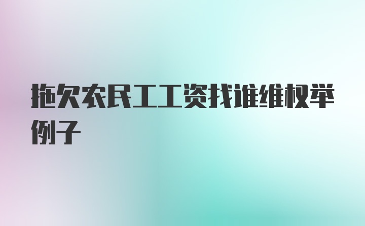 拖欠农民工工资找谁维权举例子