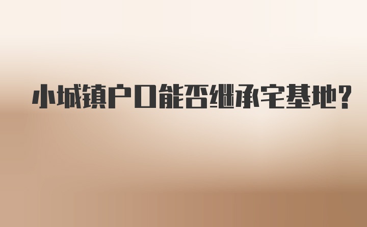 小城镇户口能否继承宅基地？