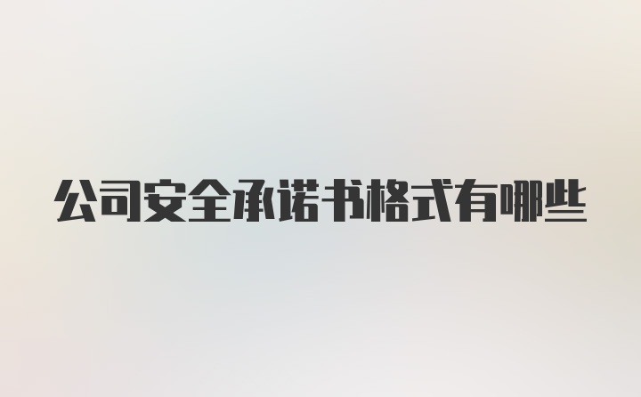 公司安全承诺书格式有哪些