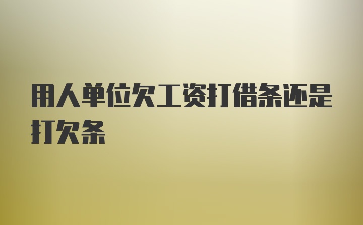 用人单位欠工资打借条还是打欠条