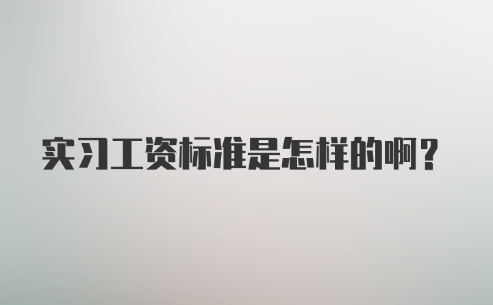 实习工资标准是怎样的啊？