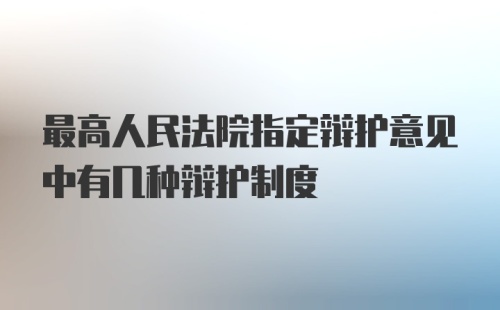 最高人民法院指定辩护意见中有几种辩护制度