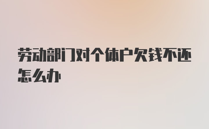 劳动部门对个体户欠钱不还怎么办