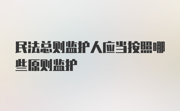 民法总则监护人应当按照哪些原则监护