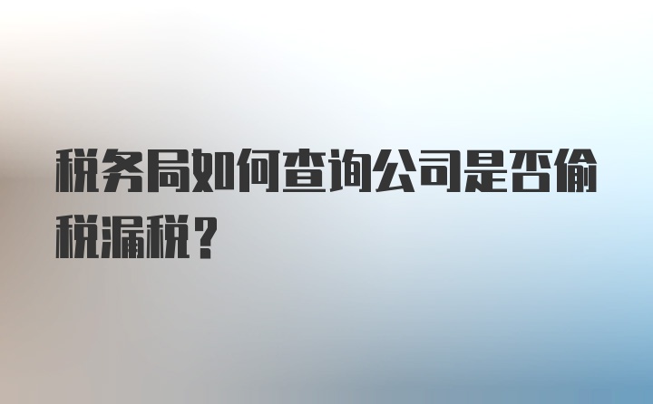 税务局如何查询公司是否偷税漏税？